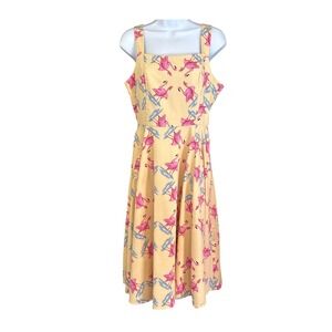 Hearts & Roses London Flamingo Print Retro Swing Dress Rockabilly Pinup Summer